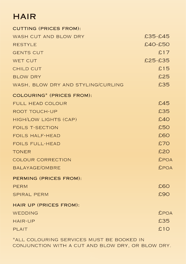 Hair Price List